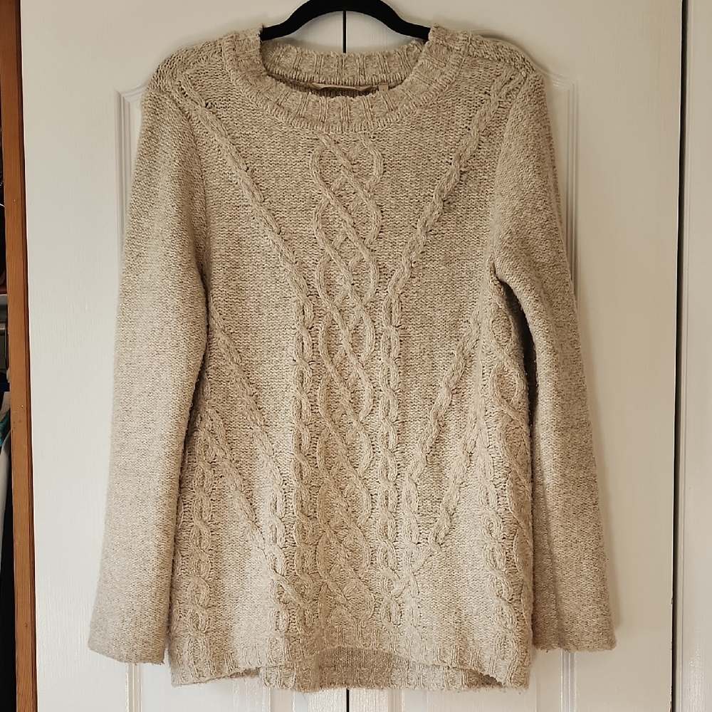 Soft Surroundings Cable Knit Sweater - Tan